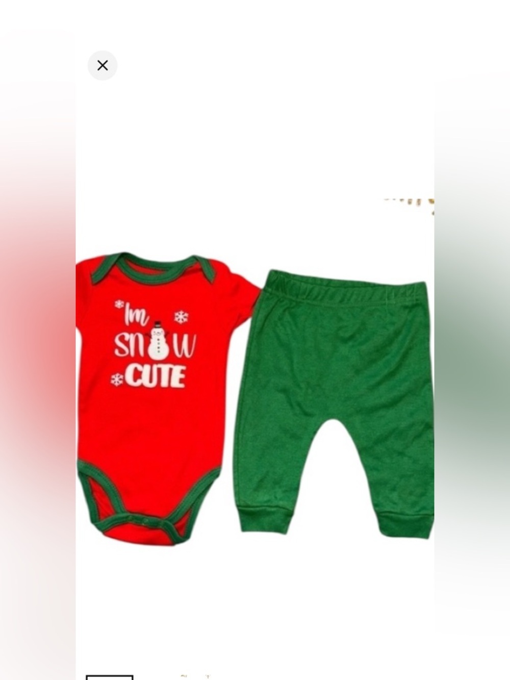 Infant Christmas Outfit Size 3/6 Month Says I’m Snow Cute